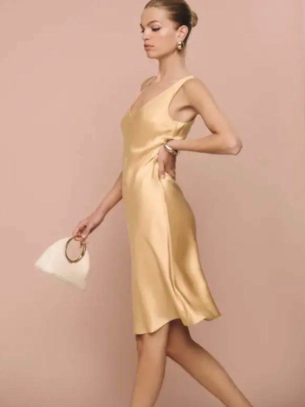 Reformation Champagne Lila Silk Dress - Picture 3 of 3